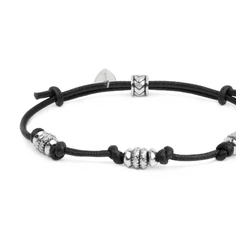 Bracciale cordino cerato gruppi di rondelle in acciaio