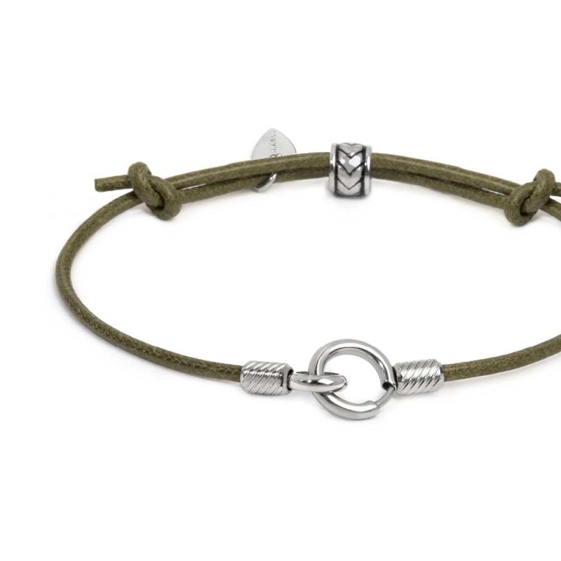 Bracciale cordino cerato con anello centrale