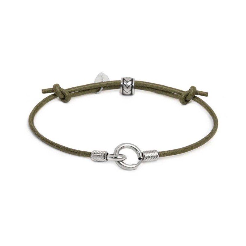 Bracciale cordino cerato con anello centrale