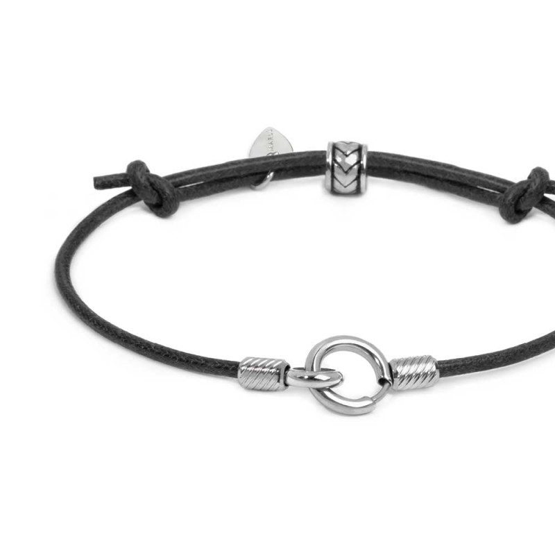 Bracciale cordino cerato con anello centrale