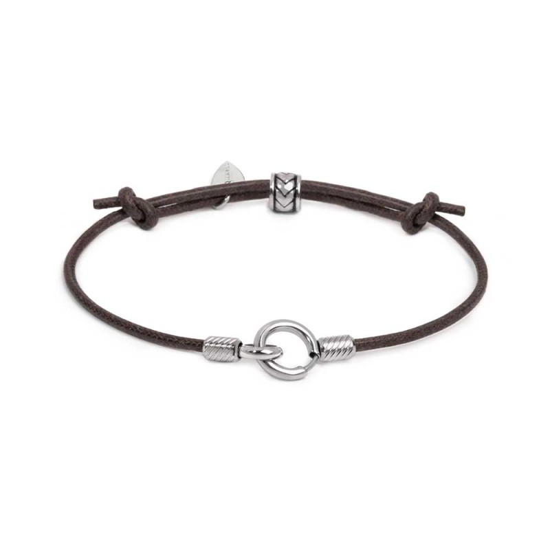 Bracciale cordino cerato con anello centrale