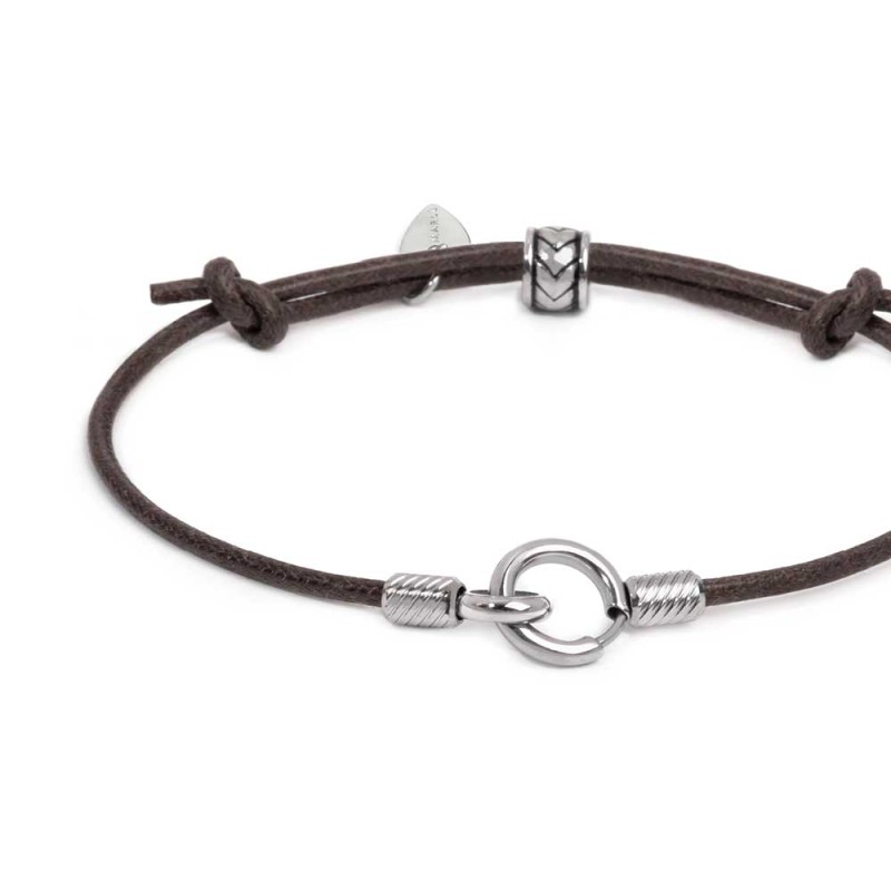 Bracciale cordino cerato con anello centrale