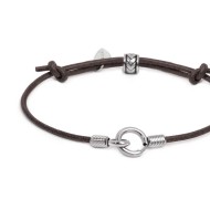Bracciale cordino cerato con anello centrale