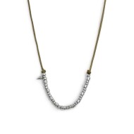 Collana cordino cerato elementi in acciaio e mini spike