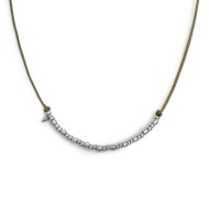 Collana cordino cerato elementi in acciaio e mini spike