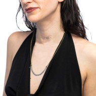 Collana cordino cerato elementi in acciaio e mini spike