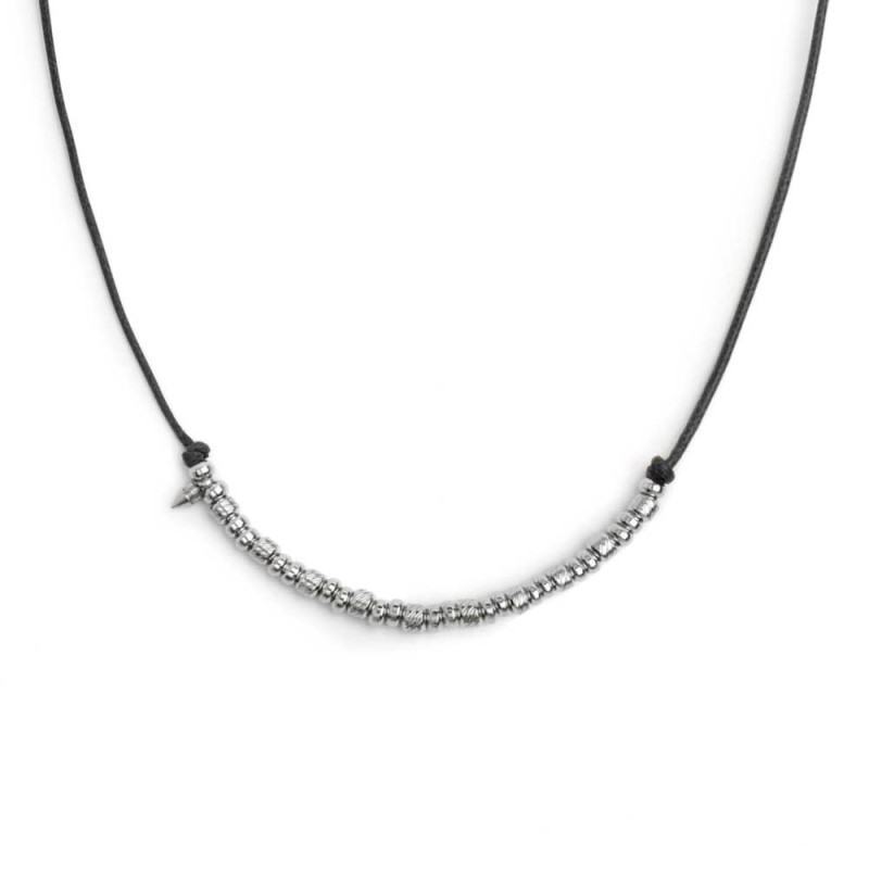 COLLANA CON CORDINO CON ELEMENTI E SPIKE IN ACCIAIO