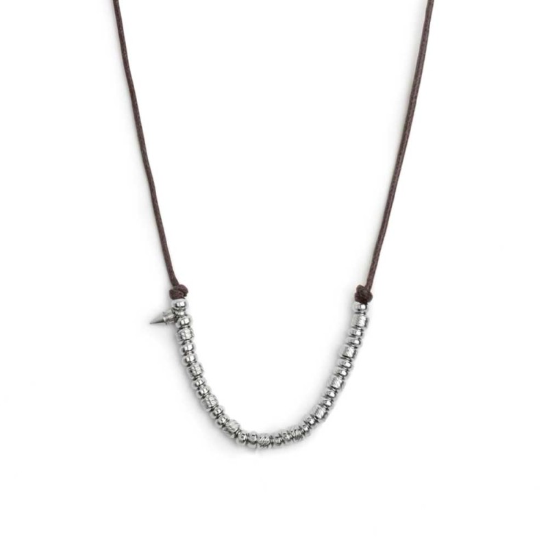 COLLANA CON CORDINO CON ELEMENTI E SPIKE IN ACCIAIO