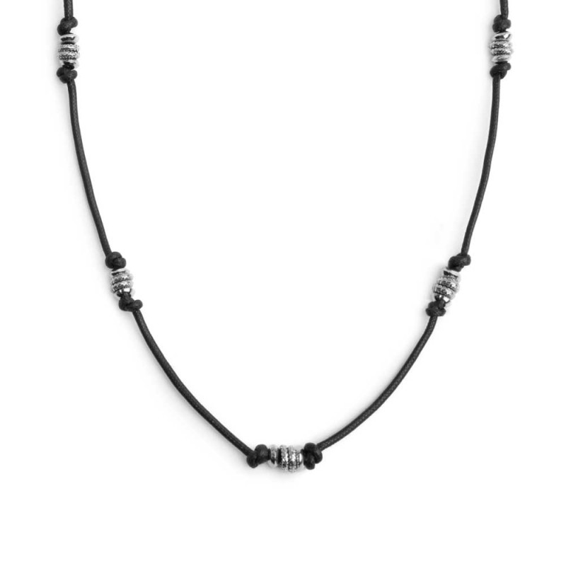 Collana cordino cerato gruppi di rondelle in acciaio