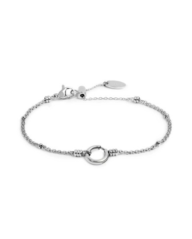 Bracciale catena mesh con sfere al centro moschettone ad anello