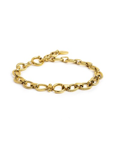 Bracciale catena a maglie larghe texturizzate al centro moschettone ad anello