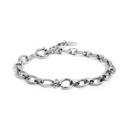 Bracciale catena a maglie larghe texturizzate al centro moschettone ad anello