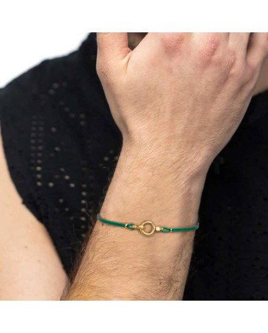 Bracciale cordino con moschettone ad anello centrale