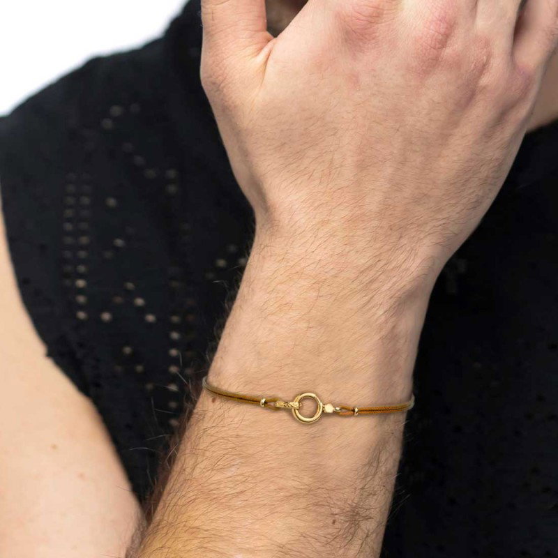 Bracciale cordino con moschettone ad anello centrale
