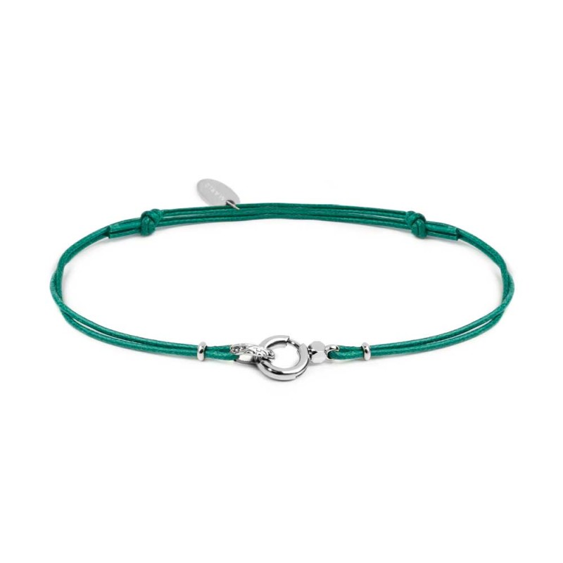 Bracciale cordino con moschettone ad anello centrale