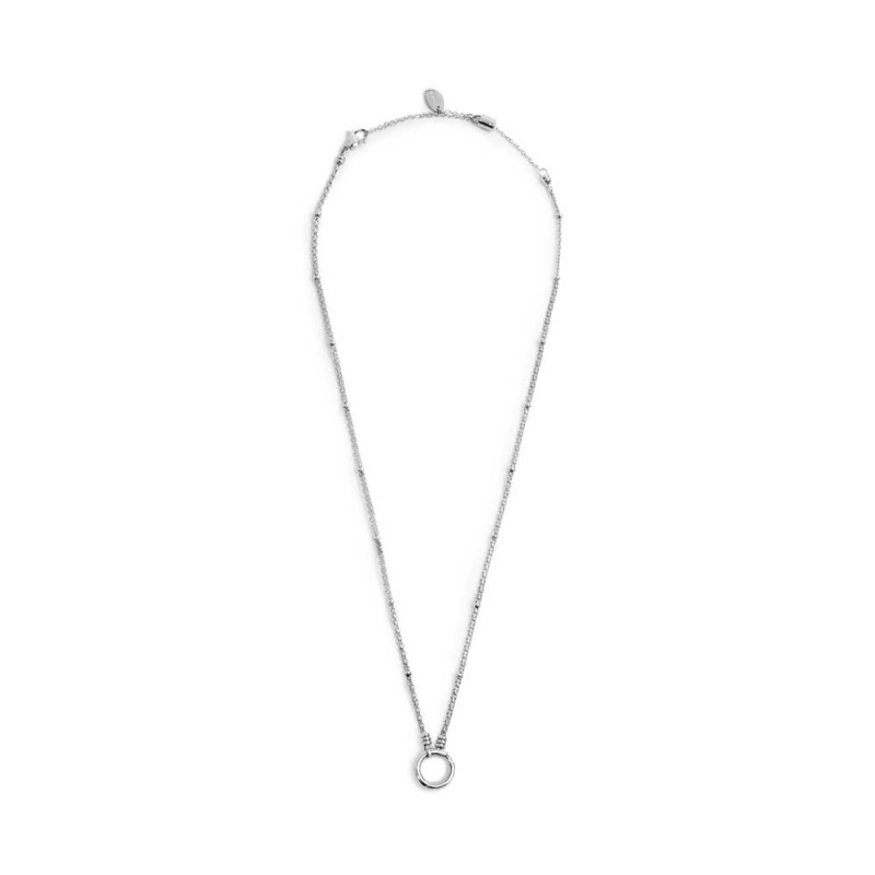 Collana catena mesh con sfere al centro moschettone ad anello