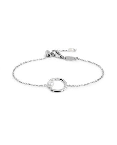 Bracciale catena con centrale a forma organica con perla