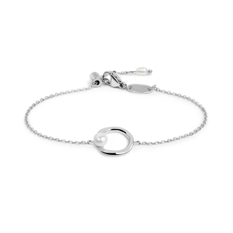Bracciale catena con centrale a forma organica con perla