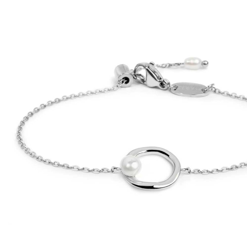 Bracciale catena con centrale a forma organica con perla