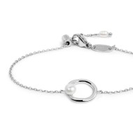 Bracciale catena con centrale a forma organica con perla