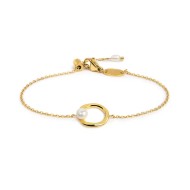 Bracciale catena con centrale a forma organica con perla