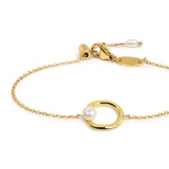 Bracciale catena con centrale a forma organica con perla