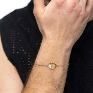 Bracciale catena con centrale a forma organica con perla