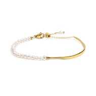 Bracciale semi rigido con tubolare twisted e catena con perle