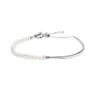 Bracciale semi rigido con tubolare twisted e catena con perle