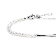 Bracciale semi rigido con tubolare twisted e catena con perle