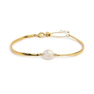 Bracciale semi rigido con tubolari twisted e perla centrale