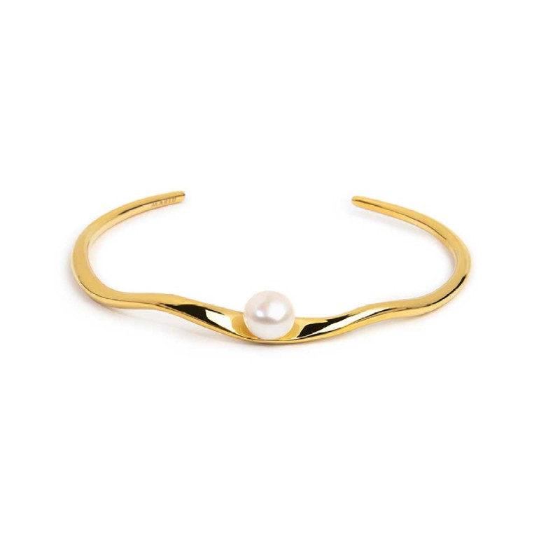 Bracciale rigido a forma organica con perla