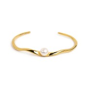 Bracciale rigido a forma organica con perla