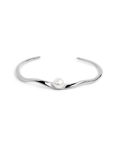 Bracciale rigido a forma organica con perla