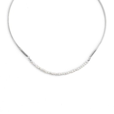 COLLANA ACC CON PERLE BIANCO CENT. TUBOLARE TWISTED