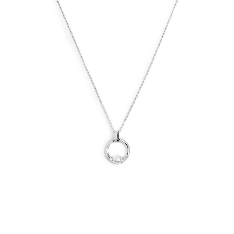 Collana catena con centrale a forma organica con perla