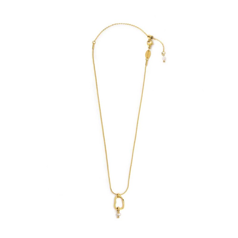 Collana catena serpentine con centrale a forma organica con perla