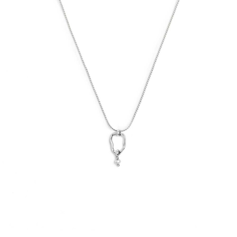 Collana catena serpentine con centrale a forma organica con perla