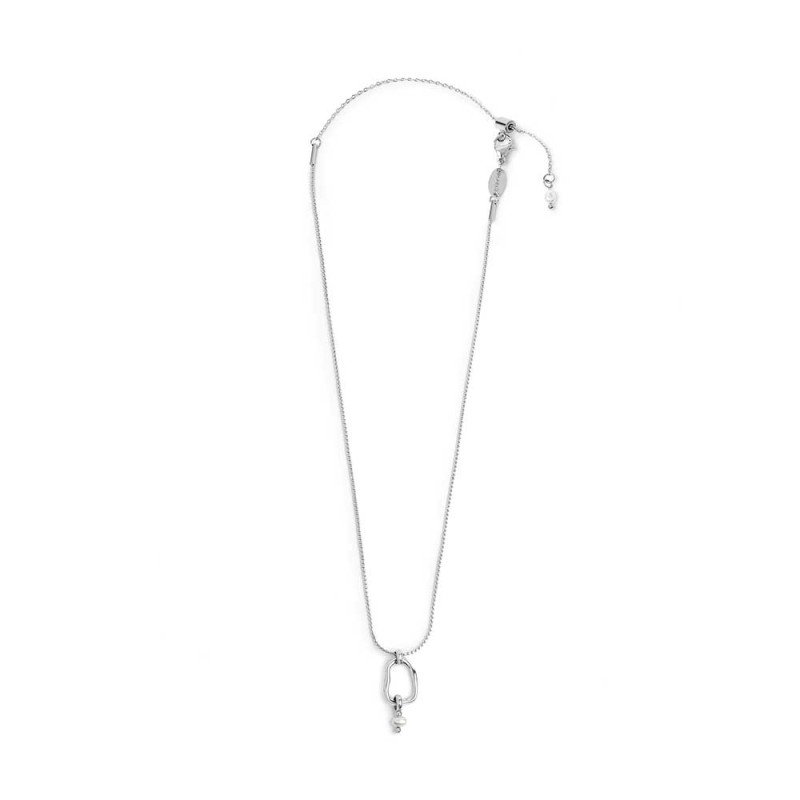 Collana catena serpentine con centrale a forma organica con perla