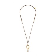 Collana cordino con pendente a forma organica con perla