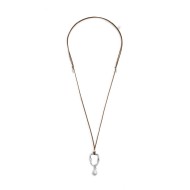 Collana cordino con pendente a forma organica con perla