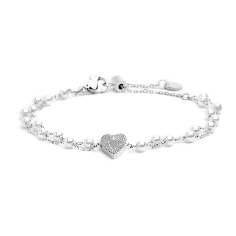 BRACCIALE DOPPIA CAT PERLE CUORE CRISTALLI