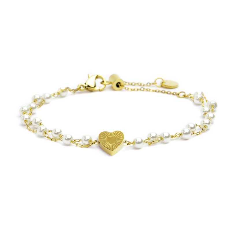 BRACCIALE DOPPIA CAT PERLE CUORE CRISTALLI