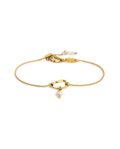 Bracciale catena con centrale a forma organica con perla