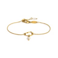 Bracciale catena con centrale a forma organica con perla