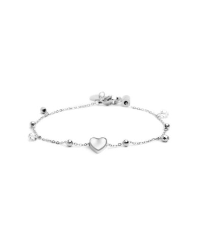 Bracciale cuore madreperla con sfere e zirconi