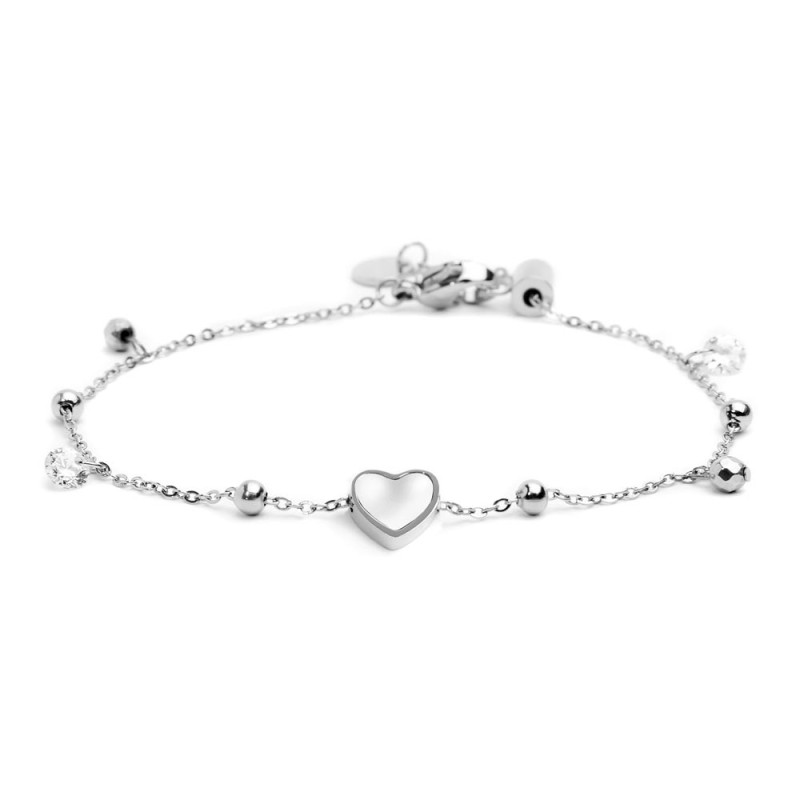BRACCIALE CUORE MADR PERLA CON PEND EM E CZ