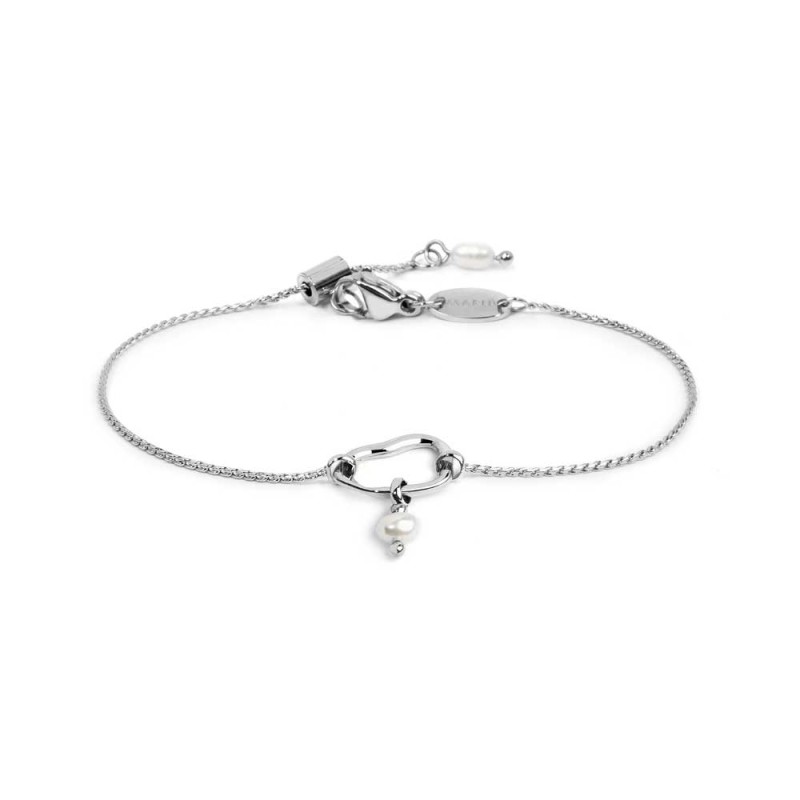 Bracciale catena con centrale a forma organica con perla