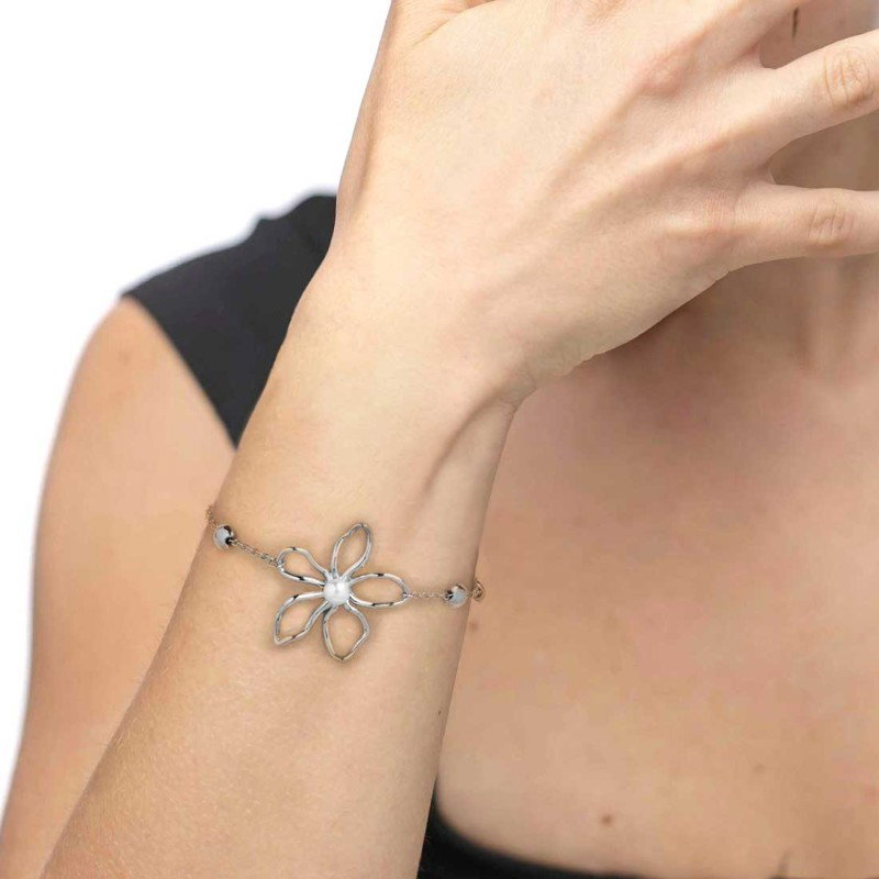 BRACCIALE ACC FIORE CON PERLA