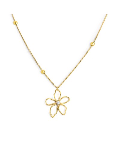 Collana fiore con perla centrale